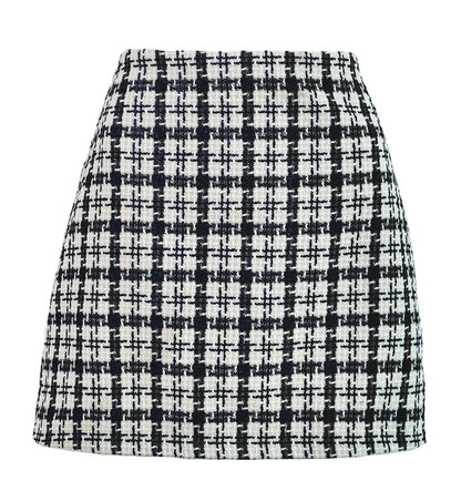 jinran Women Summer Elegant Korean Plaid A Line Skirts Vintage Woolen High Waist Mini Skirt Cotton Harajuku Skirt 2022 New Fashion