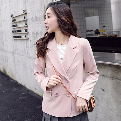 jinran Autumn Simple Elegant Blazer Women Black Loose Suit Jackets Causal Pink Tailored Coat Korean Fashion Lady Office Outwear New