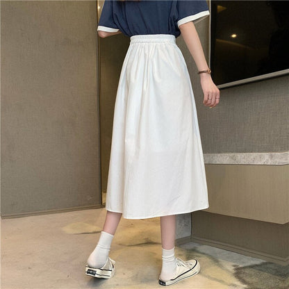 jinran Korean High Waist A Line Skirts for Women Summer Elegant Chic Teenis Midi Skirt Casual Student Wild Pleated A Lind Skirts y2k