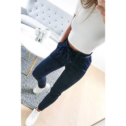jinran Women Casual Harajuku Long Ankle Length Trousers Summer Autumn Plus Size Leggings Solid Elastic Waist Pants Black Pants