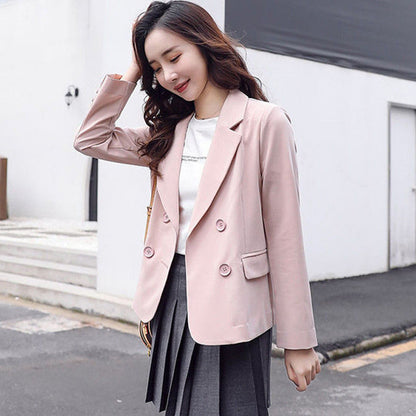 jinran Autumn Simple Elegant Blazer Women Black Loose Suit Jackets Causal Pink Tailored Coat Korean Fashion Lady Office Outwear New