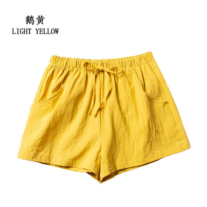 jinran Cotton Linen Shorts Woman Basic Short Pants Mini Trousers Trafic Fashion High Waist Bottom for Teen Girls Summer Plus Size