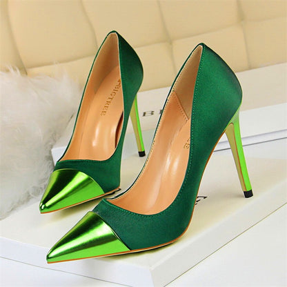 jinran 8 Colors Women's High Heels Shoes 2021 New Patent Leather Pointed Toe Women Pumps Shallow Solid Silk Fashion Office Party Shoes