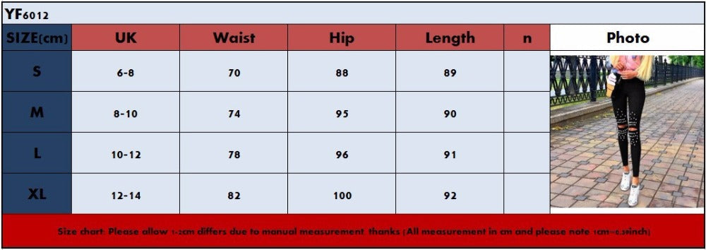 jinran Casual Chic Leggings Knee Hole Leggings 2022 New Trendy Stretch Cut Holes Beads Decoration Lady Pants Skinny High Waist Leggings