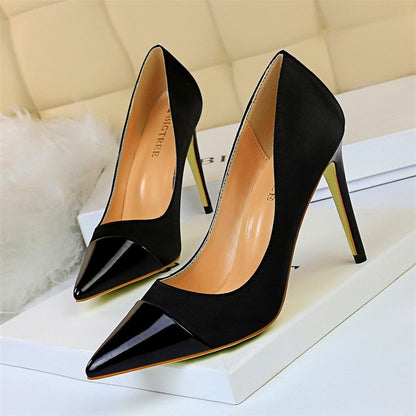 jinran 8 Colors Women's High Heels Shoes 2021 New Patent Leather Pointed Toe Women Pumps Shallow Solid Silk Fashion Office Party Shoes