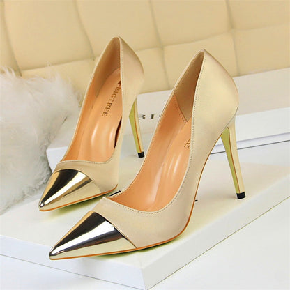 jinran 8 Colors Women's High Heels Shoes 2021 New Patent Leather Pointed Toe Women Pumps Shallow Solid Silk Fashion Office Party Shoes