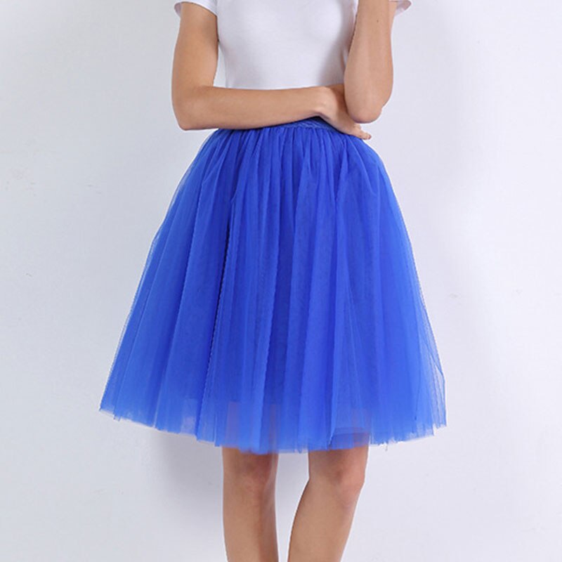 jinran 5 Layers Tulle Skirt Women Summer Ball Gown Midi Skirts Elegant Pleated Dance Tutu Skirts Casual Puff Skirts