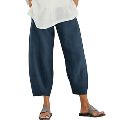 jinran Vintage Printed Harem Pants Women Trousers Casual Elastic Waist Cotton Linen Wide Leg Pants Loose Pantalon Summer Plus Size Pant