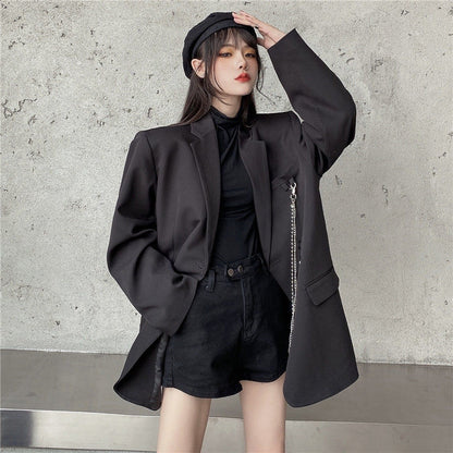 jinran Autumn Temperament Suit Jacket Women Trendy Loose Black Blazer White Tailored Coat Korean Office Lady Overwear New