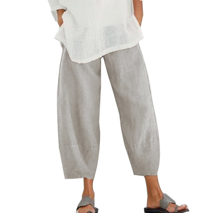 jinran Vintage Printed Harem Pants Women Trousers Casual Elastic Waist Cotton Linen Wide Leg Pants Loose Pantalon Summer Plus Size Pant