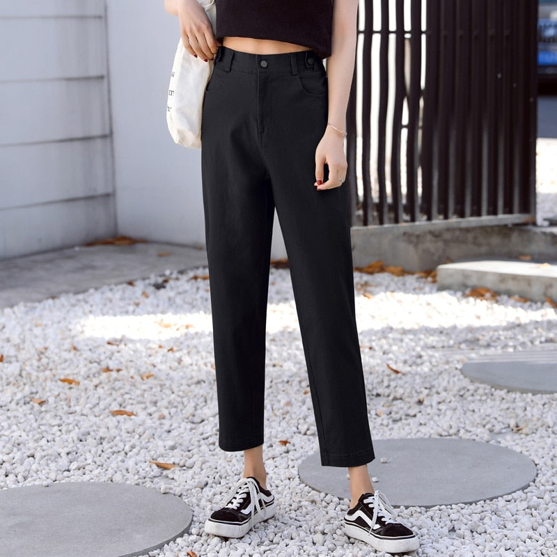 jinran Korean Fashion Casual Women'S New Spring And Autumn Style Slim Fit Wearing 9-Point Pants Female Small Leg And Trousers