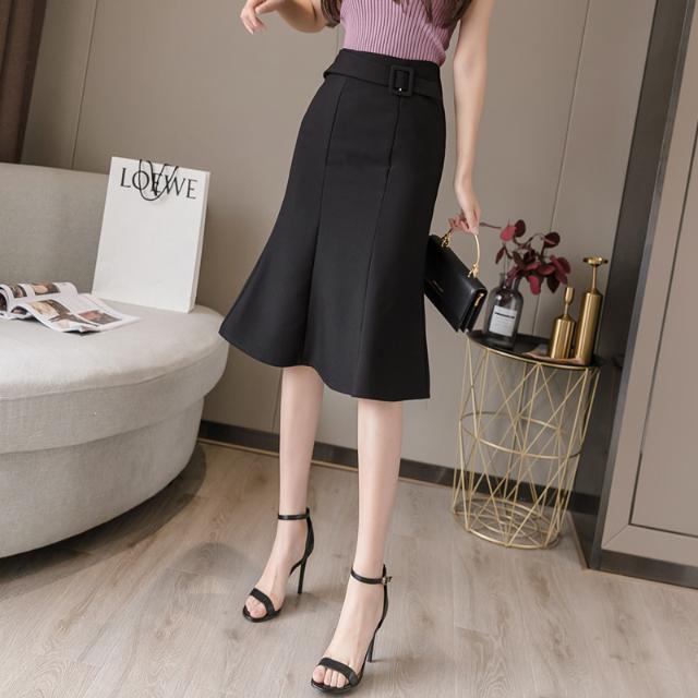 jinran 20 Utumn New Arrival Elegant Sashes Casual Fishtail Skirt Fresh and Sweet Knee Length Slim Ruffles Mermaid Bodycon Skirts Y531