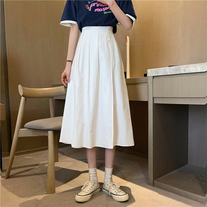 jinran Korean High Waist A Line Skirts for Women Summer Elegant Chic Teenis Midi Skirt Casual Student Wild Pleated A Lind Skirts y2k