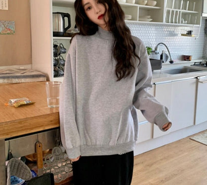 jinran Hoodies Women Winter Solid Color New Fleece Korean Harajuku Sweatshirt Long Sleeve Basic Womens Pullover 9 Colors