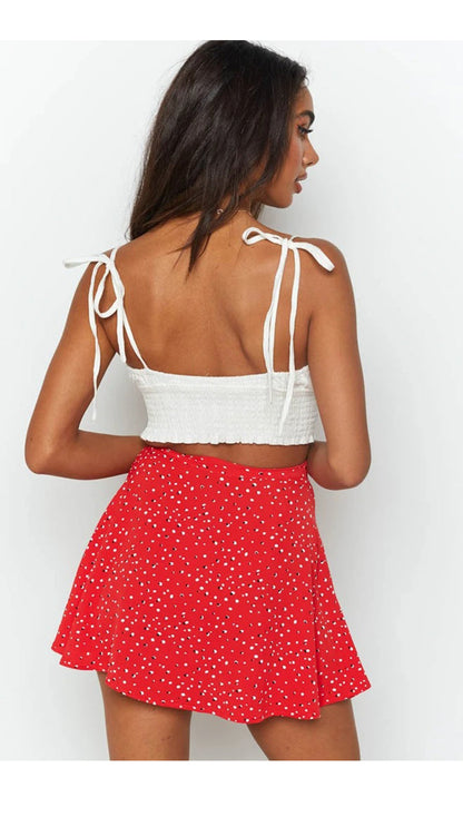 jinran Women Boho Floral Print High-waisted Skirt Casual Harajuku Mini Chiffon Skirts Beach Holiday Slim A Line Skirt Summer Light