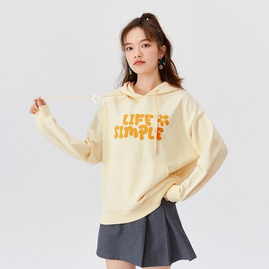 jinran Sweatshirt Women Simple And Cute 2021 Autumn Hoodie New Casual Fashion Letter Loose Hooded Pullover Top