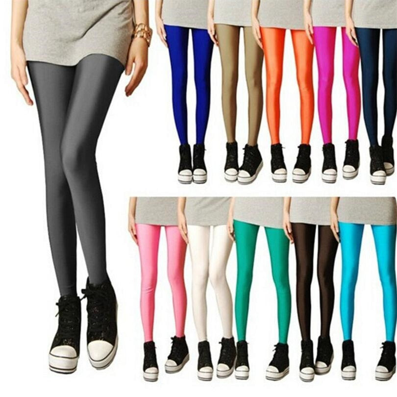 jinran New Spring Autume Solid Candy Neon Leggings for Women High Stretched Female Sexy Legging Pants Girl Clothing Leggins