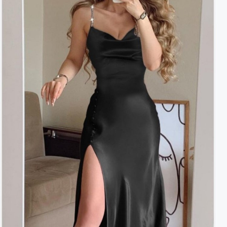 jinran Sexy Summer Party Black Dresses Women Slash Neck Sleeveless Sling Strapless Dress Slim Fashion Female Rhinestone Dress