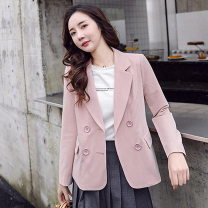 jinran Autumn Simple Elegant Blazer Women Black Loose Suit Jackets Causal Pink Tailored Coat Korean Fashion Lady Office Outwear New