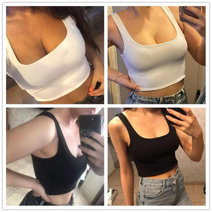 jinran Hot Sale 2022 Summer Women Sexy Sleeveless Tops Fashion Short Square Collar Tank Tops 4 Colors Autumn Bottomed Vest Fashion Capa