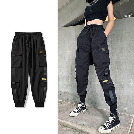 jinran Streetwear Black Pants Women Korean Style Elastic Waist Sweatpants Baggy Pants Summer Autumn Hip Hop Harajuku Trousers Women