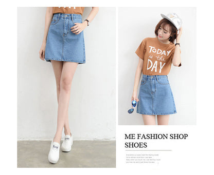 jinran Summer Denim Mini Skirt Women Korean High Waist A-Line Skirt Causal Oversized Harajuku Short Jean Skirts Minimalist