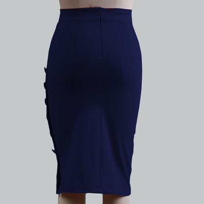 jinran New Women Elegant Slim Pencil Skirts High Waist Ladies Skirt Side Split Button Office Ladies Bodycon Fitted Skirts