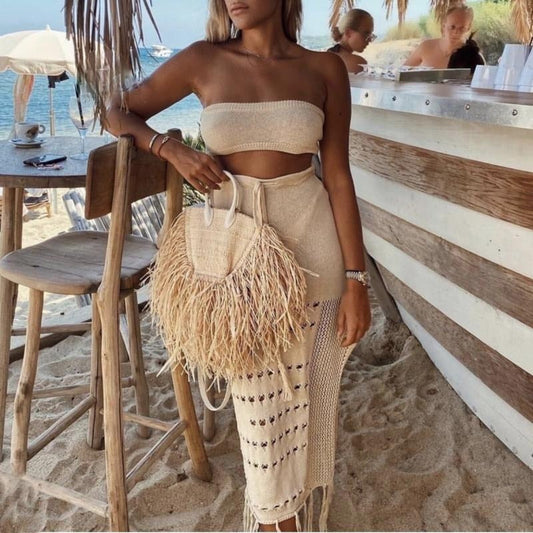 jinran Women Summer Beach Dress Bathing Beachwear Swimwear Beach Cover Up Lace Crochet Two Piece Bikini Cover Up Suit Bikini Cover Up