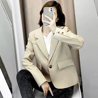 jinran Autumn Simple Elegant Black Blazer Women  Loose Suit Jackets Causal Tailored Coat Korean Fashion Lady Office Outwear New