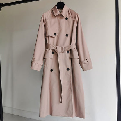 jinran Brand new Fashion 2022 Fall /Autumn Casual Double breasted Simple Classic Long Trench coat with belt Chic Female windbreaker