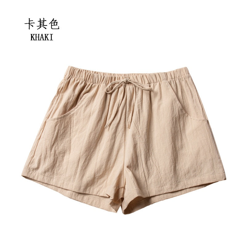 jinran Cotton Linen Shorts Woman Basic Short Pants Mini Trousers Trafic Fashion High Waist Bottom for Teen Girls Summer Plus Size