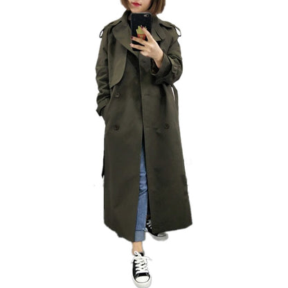 jinran Brand new Fashion 2022 Fall /Autumn Casual Double breasted Simple Classic Long Trench coat with belt Chic Female windbreaker