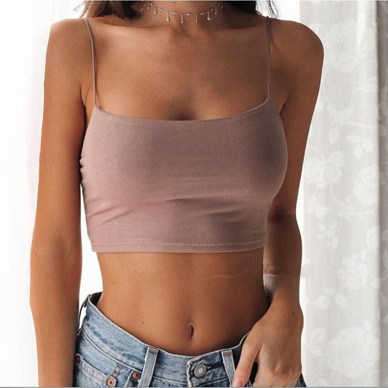 jinran Sexy Tank Top Black Halter Crop Tops Women Summer Camis Backless Camisole Fashion Casual Tube Top Female Sleeveless Cropped Vest