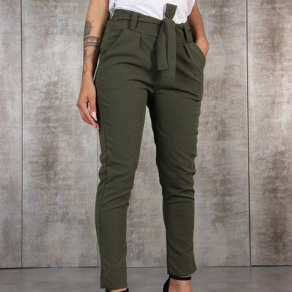 jinran Women Casual Harajuku Long Ankle Length Trousers Summer Autumn Plus Size Leggings Solid Elastic Waist Pants Black Pants
