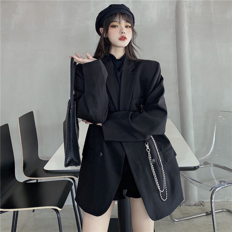 jinran Autumn Temperament Suit Jacket Women Trendy Loose Black Blazer White Tailored Coat Korean Office Lady Overwear New