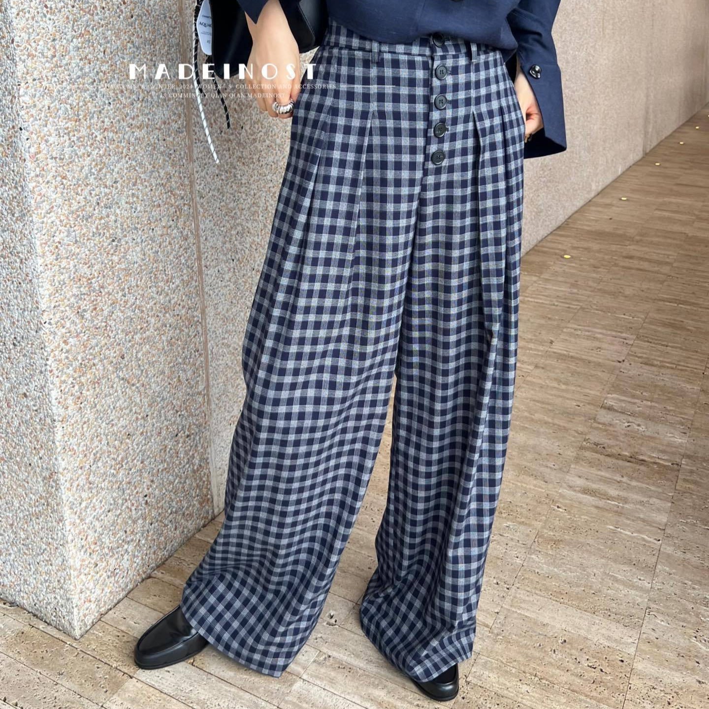 jinran 2024 fall fashion trends Madeinost2024 Autumn New Retro Casual Wide-Leg Straight Casual All-Match Suit Pants Loose Pants