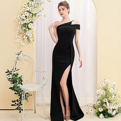 2025 Evening dress women's light luxury high-end temperament socialite banquet dinner car model exhibition long thin fishtail dress