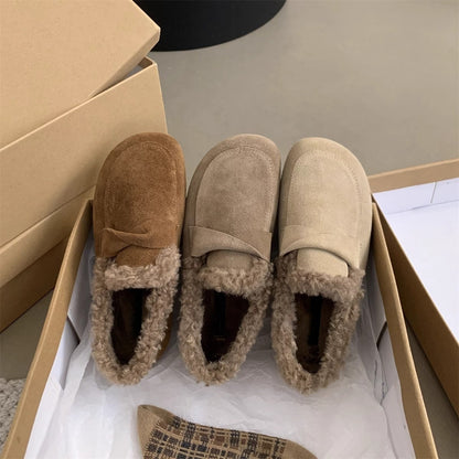 2025 Retro Birkenstock shoes women's outer wear velvet Doudou shoes popular new autumn and winter soft-soled one-pedal wool cotton shoes