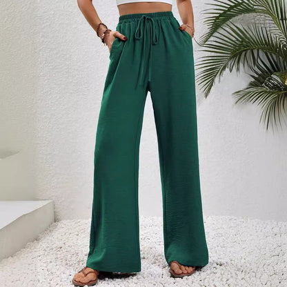 2025 Tiktoktemu  women's clothing  spring and summer new versatile solid color mopping wide-leg pants casual pants