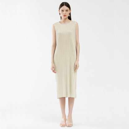 2025 new summer women's clothing design split-end sleeveless dress women's niche temperament zipper dress