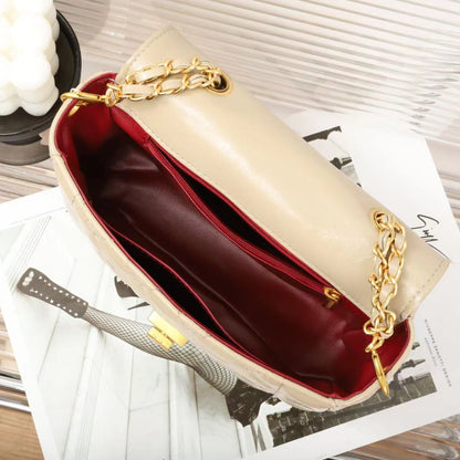Light luxury high-end small fragrant wind rhombus chain bag New shoulder leather women's bag lock crossbody small square bag 8167