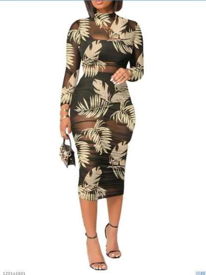 jinran cybergoth dress to impress Summer New Short Skirt Top with Vintage Printed Sexy Mesh Mid-Length Dress Three-Piece Set