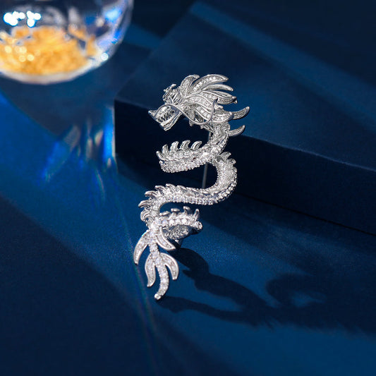 2025 Chinese style unisex new style inlaid zircon popular zodiac year high-end suit jacket accessories dragon brooch
