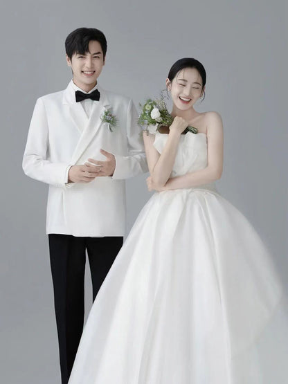 Korean version of wedding 2025 new bridal wedding sexy tube top dress skirt studio photography outdoor travel light wedding dress