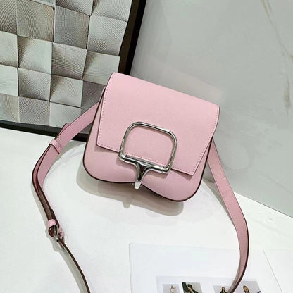 Della popular new shoulder messenger bag vertical butt bag EP palm pattern cowhide silver buckle peach hip bag 062