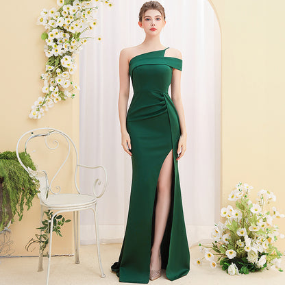 2025 Evening dress women's light luxury high-end temperament socialite banquet dinner car model exhibition long thin fishtail dress