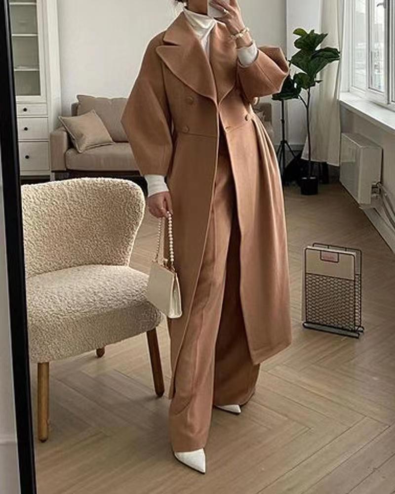 jinran 2024 fall fashion trends Autumn and Winter New Retro Palace Style Lantern Sleeve Large Lapel Woolen Coat Long Coat