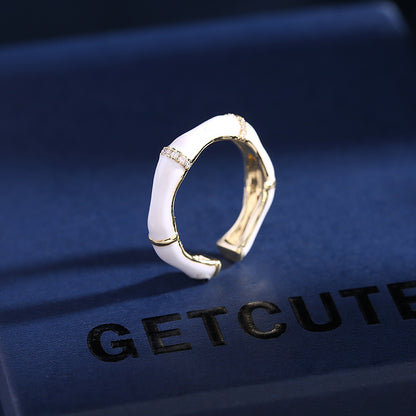 2025 Opening adjustable live ring tide temperament index finger tail ring simple niche design sense joint high bamboo ring