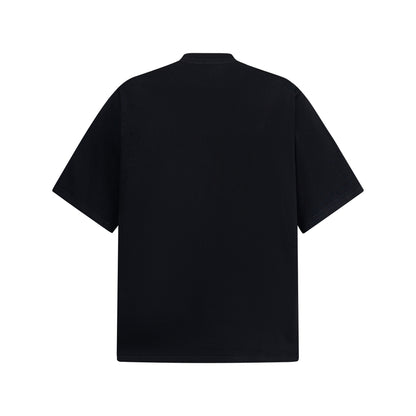 2025 3628 2025n street neutral retro letter pattern design men's loose high-end heavy short-sleeved T-shirt