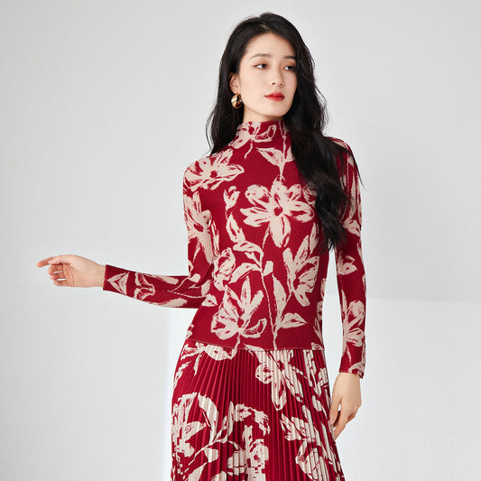 2025 women's t-shirt top Nanyou high-end women's clothing wholesale high-end fashion printed slim-fitting long-sleeved top
